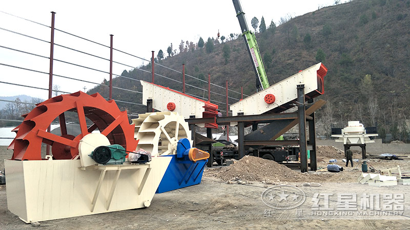 客戶現(xiàn)場(chǎng)訂購(gòu)紅星機(jī)器水洗砂機(jī)器