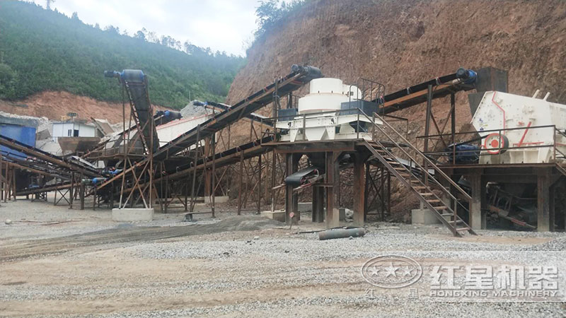 鄂破+反擊破+制砂機(jī)組成的制砂生產(chǎn)線