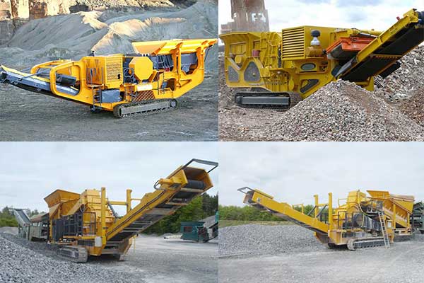 履帶式青石移動(dòng)石子破碎機(jī)工作現(xiàn)場(chǎng)