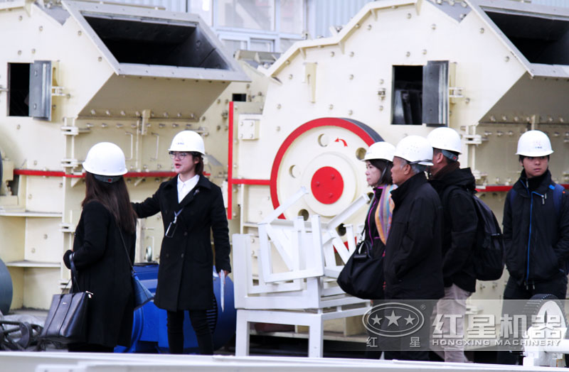 客戶前往高效細(xì)碎機車間參觀