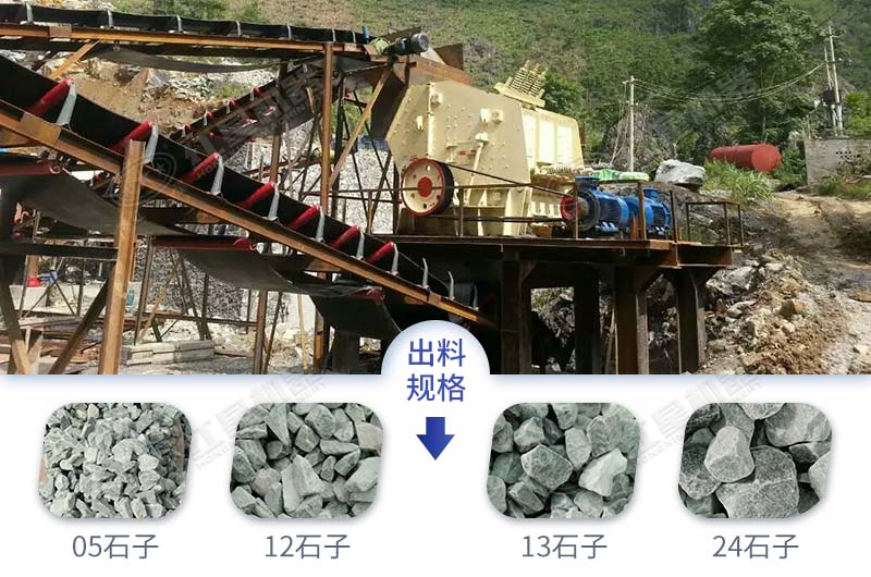 石灰石加工現(xiàn)場(chǎng)以及出料成品規(guī)格